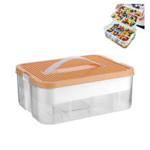 Clear TwoTier Storage Box with Building Baseplate Lid and Removable Tray, Yellow Craft Organizer