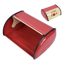 Large Red Metal Bread Box, 23x33x14.5cm Countertop Holder
