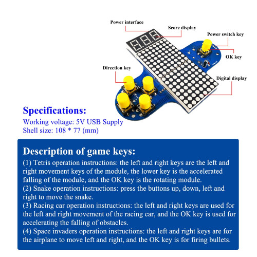 DIY Soldering Kit Classic Game Console Project for Beginners Students Adults Educational 1