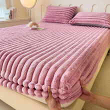 Twin Size Velvet Fitted Sheet with Extra Soft Plush Faux Rabbit Fur Mattress Protector for Winter