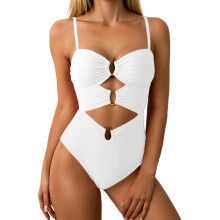 Eendelig badpak voor dames Ring gekoppeld Monokini Sexy-Witte M