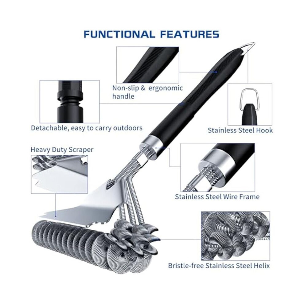 Grill Brush And Scraper Bristle Free, Grill Brush For Outdoor,Stainless Steel Bbq Brush For Grill Cleaning,Hook Included 4713278390273