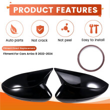 Car Exterior Side Door Rear View Mirror Shell for Arrizo 8 2022-2024 Gloss Black