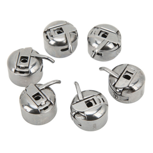 6Pcs Iron Sewing Machine Bobbin Cases for Most Models, Durable and Smooth