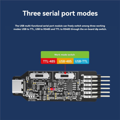USB Multi-Function Serial Port Module USB-TTL USB-RS485 TTL-RS485 3in1 Converter RS485 Microcontroller Programming 2
