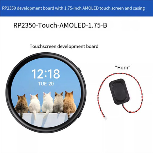 RP2350 1.75inch AMOLED Round Touch Display Development Board 466x466 Capacitive Touch with Speaker B 1