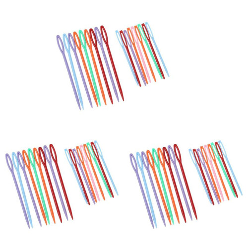 54 Pcs Plastic Hand Sewing Yarn Darning  Needles  9.3cm; 7cm Each 27Pcs