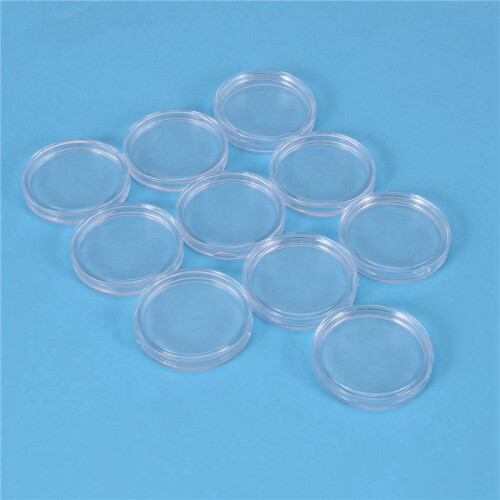 100 Pcs Small Round Transparent Plastic Coin Capsules Box 33mm 2