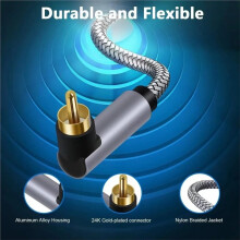 90 Degree Digital Audio Coaxial Cable 75Ω Rca to Rca Male Stereo Cable Speaker Hifi SPDIF Cord for Sound Bar CD DVD TV