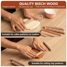 10 Pcs Wooden Clay Texture Roller Set for Pottery and Ceramics, Modeling Texture Rolling Pin Stencil Board Stamps