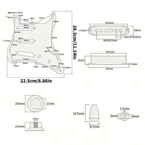 Single Coil Pickup Loaded Prewired Pickguard Set Elektrische 2