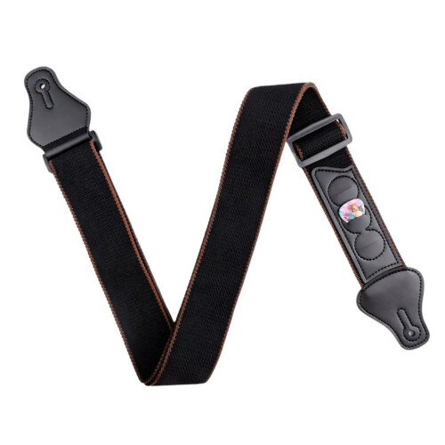Soft Adjustable Cotton Weaving Acoustic Guitar Strap for-Black