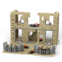 Military Building Blocks 544PCS Modular Battle Scene Set with Realistic Ruined Military Outpost Design