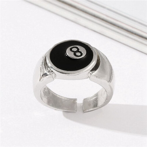 2X 8  Pool  Ring,Adjustable Number Black 8 Eight Pool Billiard Ring, for Pool Lovers, Billiards Men'S Ring 1