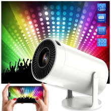 Portable Full HD 1080P Projector with WiFi6, Auto Keystone, 180 Rotation, Android 12 Mini LED for Home Theater and Outdoor Movies