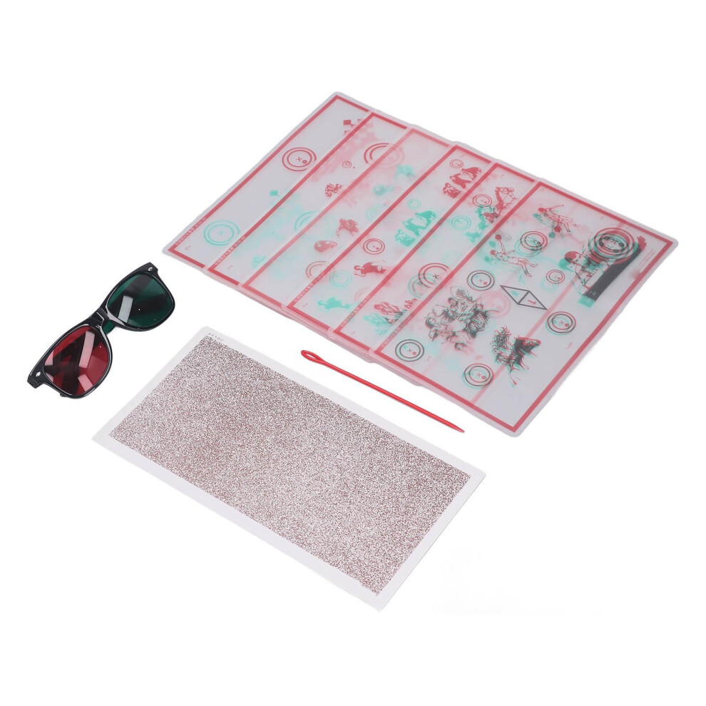 Vision Therapy Kit with Low Vision Test Chart Red Green Tranaglyph and Convergence Training Glasses