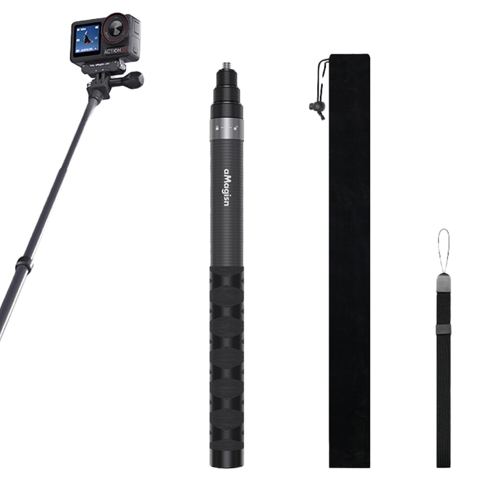 Invisible Carbon Fiber Selfie Stick 1.2m Lightweight for DJI Insta360 Action 360 Camera with Storage Bag