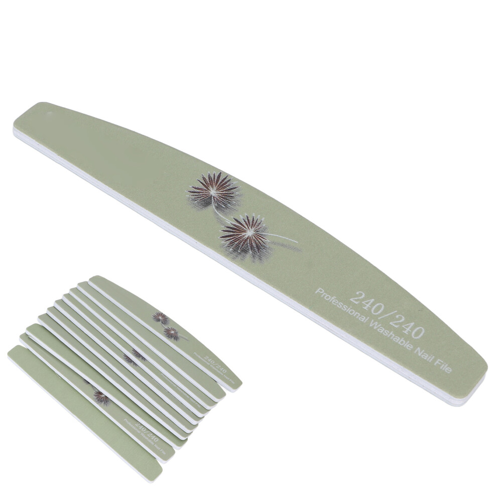 Green 10Pcs Double Sided Nail Files, Reusable Manicure Buffers