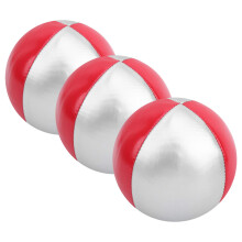 3 Piece Juggling Ball Set for Beginners with Ergonomic Grip, Indoor Circus Practice Balls Red Silvery