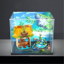 Acrylic Dustproof Display Case for  43183 Model, Transparent Collectible Showcase with Painted Background
