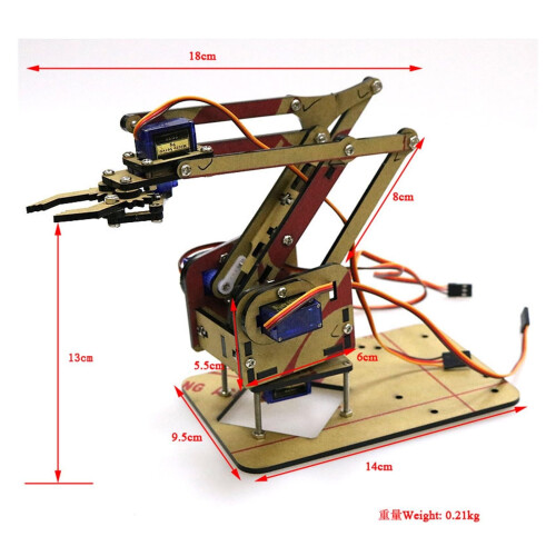 4 DOF Acrylic Robotic Arm Kit with Manipulator Claw, Stable Support for DIY Learning Projects 1