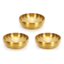 3X Grand Bol à Soupe en Acier Inoxydable Doré de 7,3 Pouces, Plat Sashimi à Double Paroi de 35OZ, Bol Incassable pour la Maison Du Restaurant