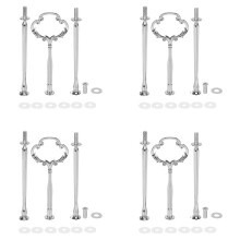 4 Set 3 Tier Cake Plate Stand Heavy Metal Center Handle Fitting Hardware Rod Shape:Ornate Victoriana Silver