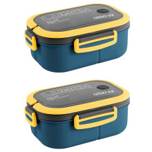 2X Bento Box Adult Lunch Box, 1200ML Double Layer Lunch Box with Spoon & Fork High Capacity Food Containers, Leakproof