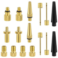 16pcs Bicycle Valve Adapter Set, Brass Tire Valve Adapter -Pump Needle FV/AV AV/EV EV/FV Adapter Inflatable Nozzles
