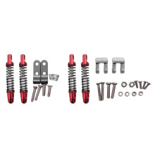 para WPL D12 RC Coche Piezas de ActualizacióN Amortiguadores de Metal Delanteros y Traseros Amortiguador con de Asiento Fijo Accesorios, Rojo