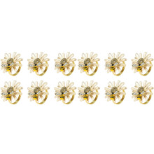 Conjunto de 12 Anéis de Guardanapo de Girassol Margarida, Porta-Argolas de Ouro Bee para DecoraçãO Formal ou Casual de Mesa de Jantar