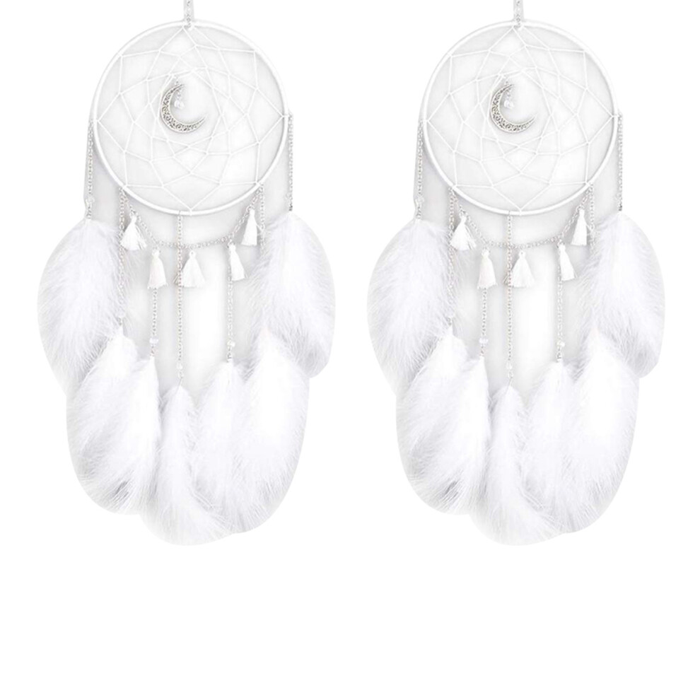 Typecat White 2X Led Dream Catcher, Handmade Dream Catchers For Bedroom Wall Hanging Home Decor Ornaments (White)