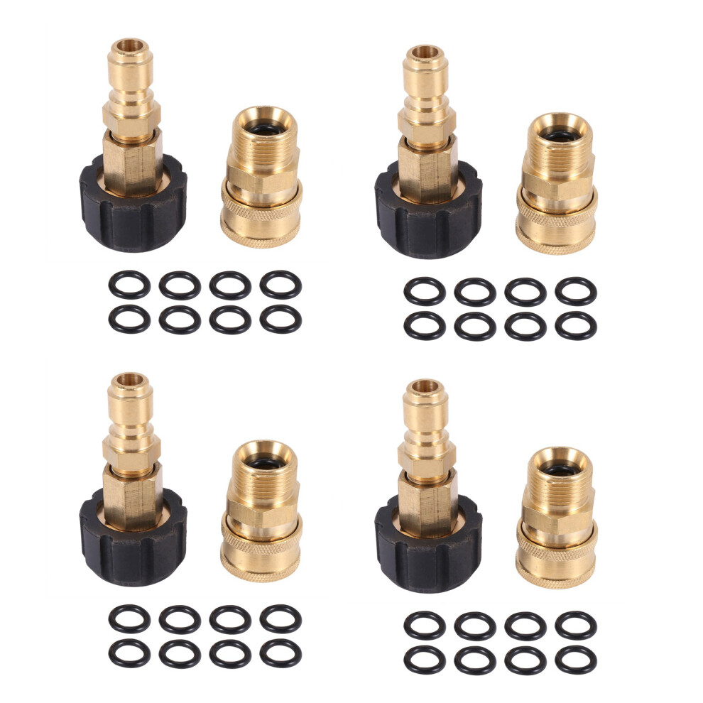 4X Pressure Washer Adapter Set,Quick Connector,M22 14Mm Swivel-M22 Metric Fitting,M22-14 Swivel+3/8 Inch Plug,5000 Psi 4712008623506