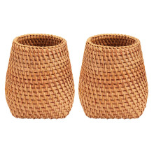 2X Palillos de Ratán Tubo Pala Cucharas Cubo Cuchillos para La Cena Tenedores Vajilla Caja de Almacenamiento Cestas de Almacenamiento En El Hogar