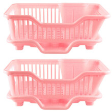 2X Environmental Plastic Kitchen Sink Dish Drainer Set Rack Washing Holder Basket Tray, Approx 17.5 x 9.5 x 7INCH ()