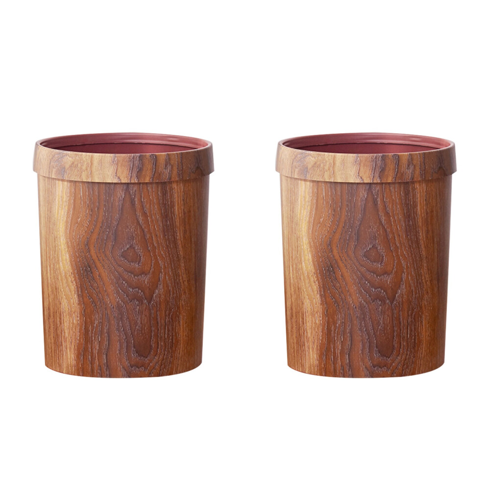 2X Retro Wood Trash Can Household Living Room Kitchen Trash Can Grain 4712369516714