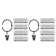84 Pack Openable Curtain Rings with Clips, 1 Inch Interior Diameter, Heavy Duty Rustproof Decorative Vintage Drapery