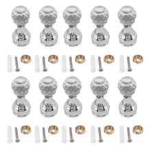 10Pc Crystal Decorative Wall Hooks Towel Hook Brass Coat Hook Hangers Wall Mounted Robe Hook Bathroom Accessories