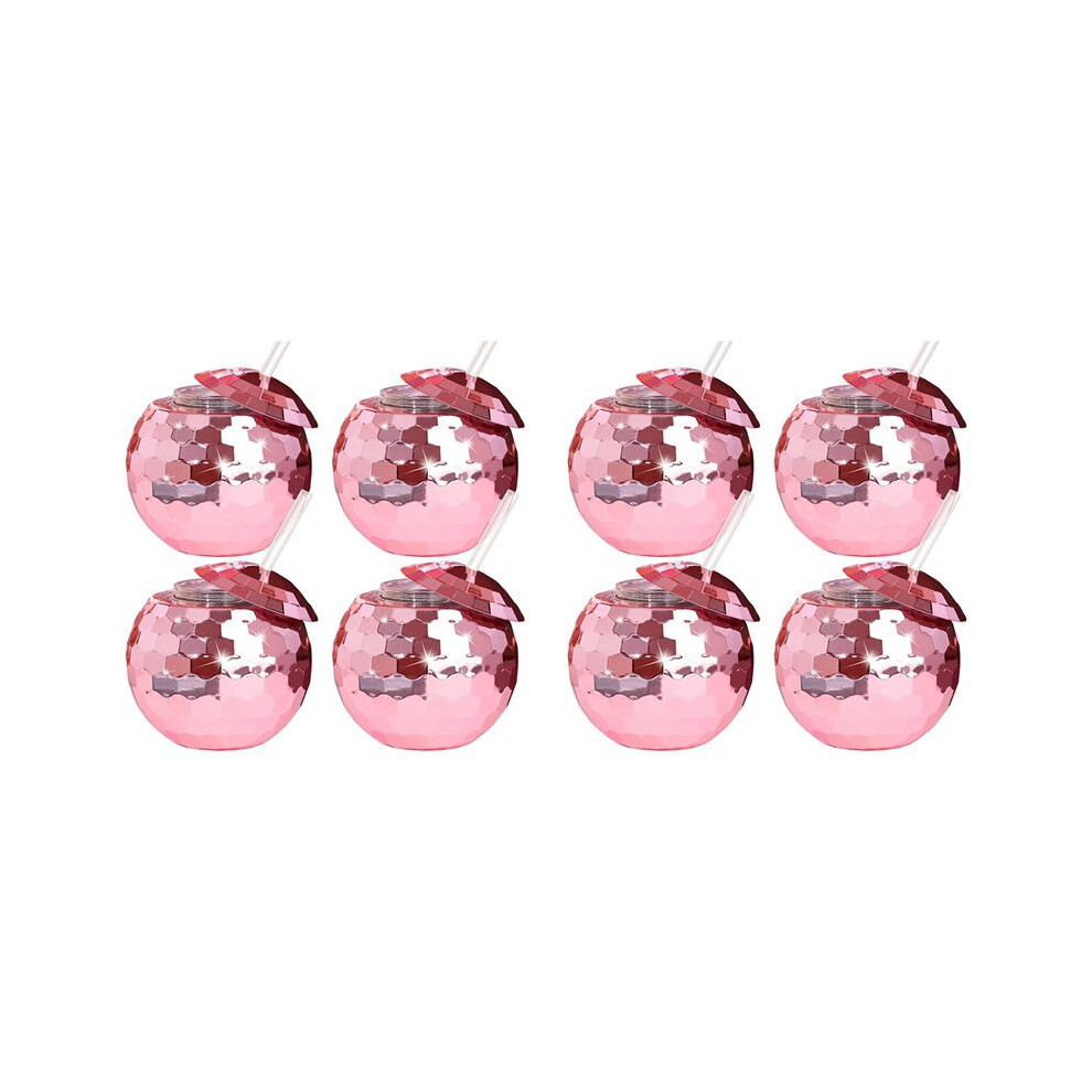 Brecantia Gold 8Pcs Disco Cups Unique Cocktail Glasses Bar Tools Party Glasses Flashlight Straw Wine Goblets Drink Cups Rose
