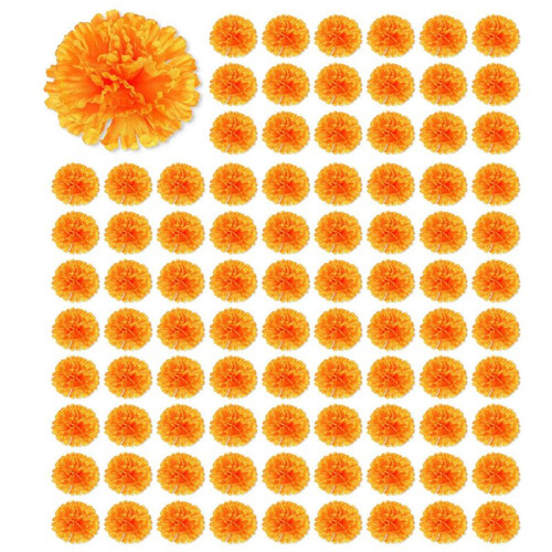Flores de Calêndula de 3,9 Polegadas Artificial Dia da Flor Morta 500 Unidades Cabeça de Flores de Calêndula Falsa para ConfecçãO de Grinaldas de