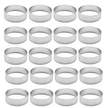 Anel de Torta de AçO InoxidáVel com 20 Unidades, Anel de Musse para Bolo Perfurado Resistente Ao Calor, Anel Redondo de Ferramentas de Donut para