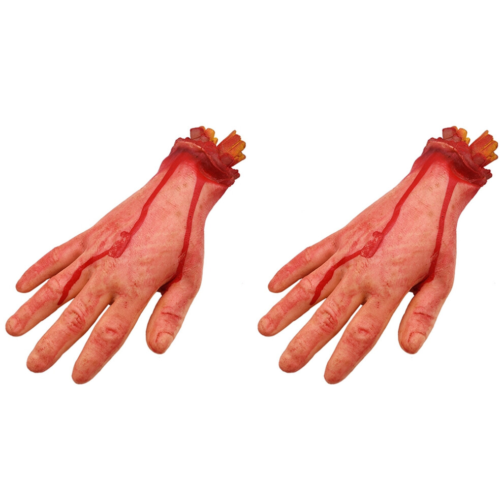 2X Bloody Horror Scary Halloween Prop Fake Severed Life Size Arm Hand House Scary Bloody 6031417137557