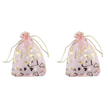 200 PCS 9X12cm Heart Printed Organza Bags Jewelry Pouch Bags