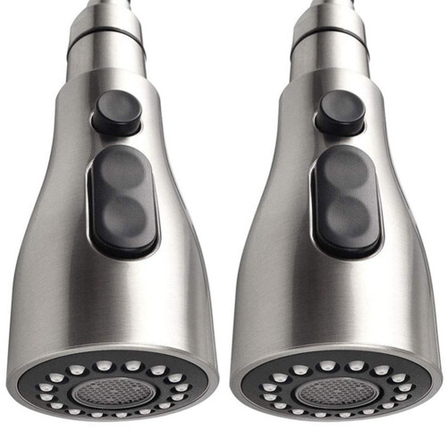 2X Kitchen Sink Pull Down Faucet Spray  Nozzle Pull Out Hose Sprayer Replacement Part Faucet  - Brushed Nickel