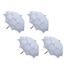 4 Pcs 80cm Victorian Lace Embroidery Wedding Umbrella Bridal Parasol, White