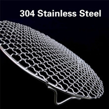 2X 304 Stainless Multipurpose Steel Round Grill Net with Foot Barbecue Rack Steam Baking Rack Camping Outdoor BBQ Meshes