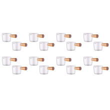 16 PCS Transparente Glass Creamer com Alça de Madeira,  Coffee Milk Creamer Pitcher. 50Ml