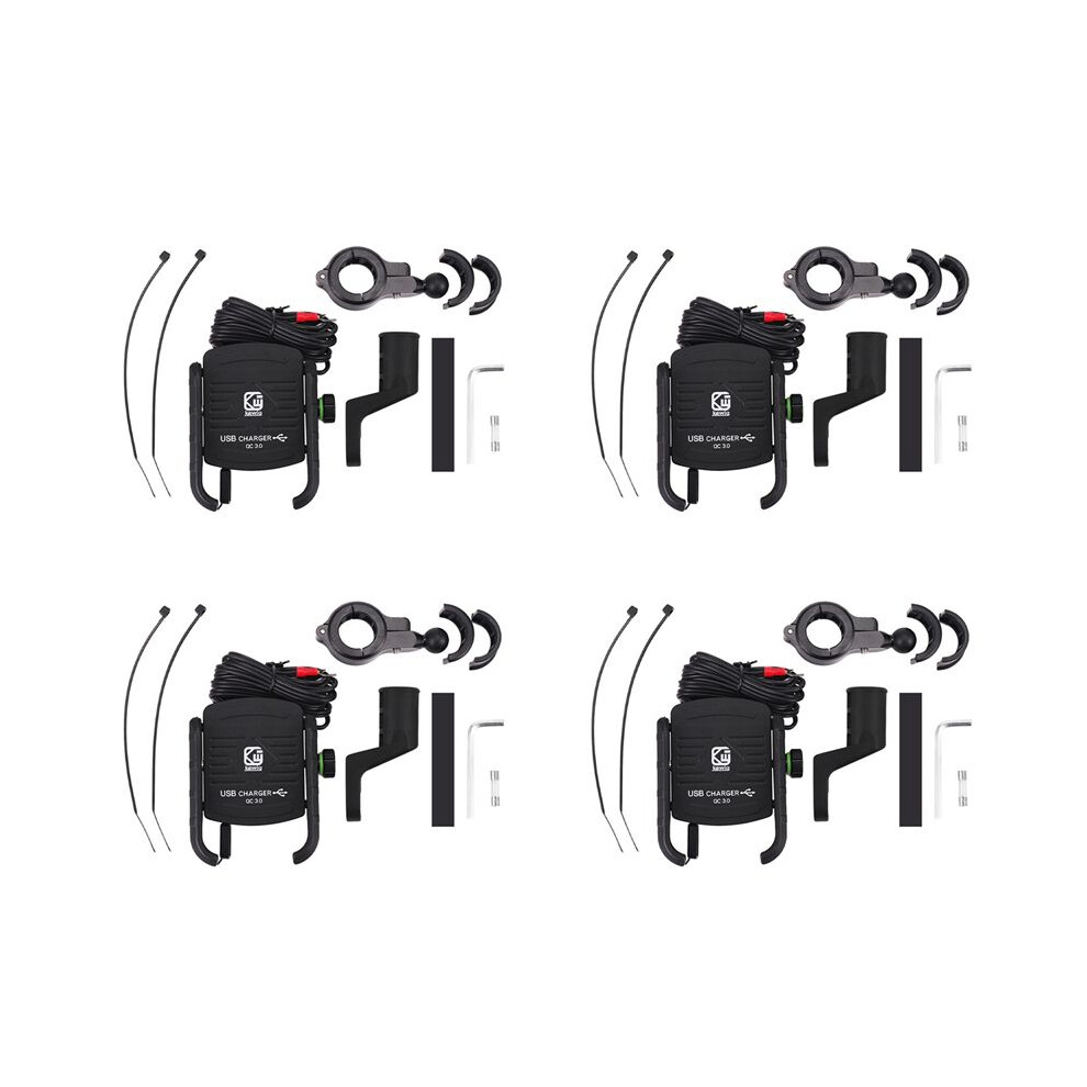 4X Kewiq Qc3.0 Usb Fast Charging Aluminium Alloy Motorcycle Phone Holder With Usb Charger 360 Degree Rotate 4711388868842