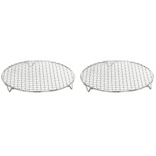 2X 304 Rundes Rostfreies Mehrzweck Stahl Grill Netz mit Fuß Grill Gestell Dampf Backen Regal Camping Im Freien Grill