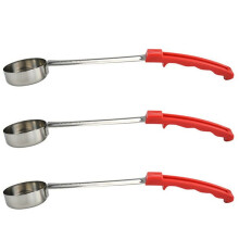 3X Pizza Spread Sauce Ladle Rubber Handle Flat Bottom Kitchen Cooking Spoon Stainless Steel Measuring Stir Soup Spoon